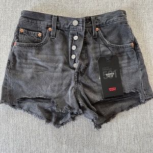 Levi’s 501 High Rise Black Denim Shorts